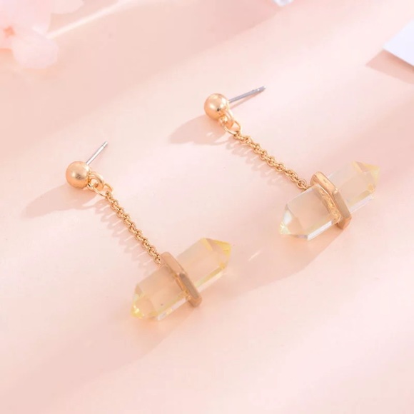 BOGO! Linear Crystal Earrings Modern Boho Black - Picture 6 of 7